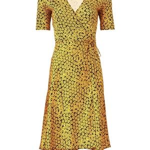 GUC Diane Von Furstenberg gold/ black wrap dress Size 8